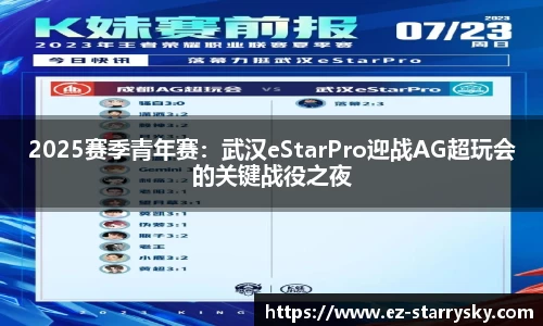 2025赛季青年赛：武汉eStarPro迎战AG超玩会的关键战役之夜